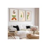 Harika bir ev Çocuk Odası Oturma Salonu-Minimalist Modern Bohem Kedi Detaylı |Ahşap Çerçeveli 3Lü Mdf Ahmdf,Krem 40 x 30