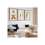 Harika bir ev Çocuk Odası Oturma Salonu-Minimalist Modern Bohem Kedi Detaylı |Ahşap Çerçeveli 3Lü Mdf Ahmdf,Siyah 60 x 40