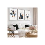 Harika bir ev Çocuk Odası Oturma Salonu-Minimalist Modern Bohem Kedi-Köpek |Ahşap Çerçeveli 3Lü Mdf Ahmdf,Beyaz 40 x 30