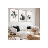 Harika bir ev Çocuk Odası Oturma Salonu-Minimalist Modern Bohem Kedi-Köpek |Ahşap Çerçeveli 3Lü Mdf Ahmdf,Krem 60 x 40