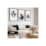 Harika bir ev Çocuk Odası Oturma Salonu-Minimalist Modern Bohem Kedi-Köpek |Ahşap Çerçeveli 3Lü Mdf Ahmdf,Siyah 30 x 20