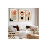 Harika bir ev Çocuk Odası Oturma Salonu-Minimalist Modern Bohem Krem Bitki Detay|Ahşap Çerçeveli 3Lü Mdf Ahmdf,Krem 30 x 20