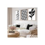 Harika bir ev Çocuk Odası Oturma Salonu-Minimalist Modern Bohem Siyah-Beyaz Bitki |Ahşap Çerçeveli 3Lü Mdf Ahmdf,Krem 60 x 40