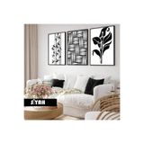 Harika bir ev Çocuk Odası Oturma Salonu-Minimalist Modern Bohem Siyah-Beyaz Bitki |Ahşap Çerçeveli 3Lü Mdf Ahmdf,Siyah 30 x 20