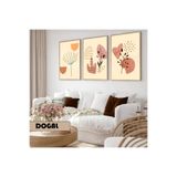 Harika bir ev Çocuk Odası Oturma Salonu-Minimalist Modern Bohem Soft Bitki Desen |Ahşap Çerçeveli 3Lü Mdf Ahmdf,Krem 30 x 20