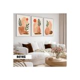 Harika bir ev Çocuk Odası Oturma Salonu-Minimalist Modern Bohem Vazoda Bitkiler 06|Ahşap Çerçeveli 3Lü Mdf Ahmdf,Beyaz 60 x 40
