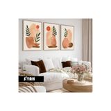 Harika bir ev Çocuk Odası Oturma Salonu-Minimalist Modern Bohem Vazoda Bitkiler 06|Ahşap Çerçeveli 3Lü Mdf Ahmdf,Siyah 40 x 30