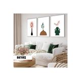 Harika bir ev Çocuk Odası Oturma Salonu-Minimalist Modern Bohem Vazoda Bitkiler|Ahşap Çerçeveli 3Lü Mdf Ahmdf,Beyaz 30 x 21