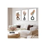 Harika bir ev Çocuk Odası Oturma Salonu-Minimalist Modern Bohem Vazolu Bitki 02 |Ahşap Çerçeveli 3Lü Mdf Ahmdf,Beyaz 70 x 50