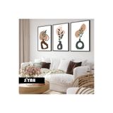Harika bir ev Çocuk Odası Oturma Salonu-Minimalist Modern Bohem Vazolu Bitki 02 |Ahşap Çerçeveli 3Lü Mdf Ahmdf,Siyah 30 x 21