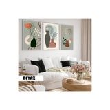 Harika bir ev Çocuk Odası Oturma Salonu-Minimalist Modern Bohem Vazolu Bitkiler 04 |Ahşap Çerçeveli 3Lü Mdf Ahmdf,Beyaz 30 x 20