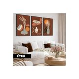 Harika bir ev Çocuk Odası Oturma Salonu-Minimalist Modern Bohem Vazolu Bitkiler 05|Ahşap Çerçeveli 3Lü Mdf Ahmdf,Siyah 70 x 50