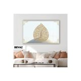 Harika bir ev |Damla Desenli Ayetel Kürsi Dini Model|Çerçeveli Temperli Cam Tablo Tekli Yatay,Beyaz 60 x 90