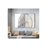 Harika bir ev |Dönme Dolap Ve Antik Yapı Kombini 1 |Çerçeveli Cam Tablo 2Li Dikey,Gümüş 40 x 60