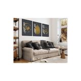 Harika bir ev |Gold Damla Desen Ayetel Kürsi-Allah-Muhammed Kombin|Çerçeveli Cam Tablo 3Lü Dikey,Siyah 40 x 60