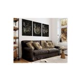 Harika bir ev |Gold-Siyah Nas Suresi Allah-Muhammed Kombin|Çerçeveli Cam Tablo 3Lü Dikey,Siyah 40 x 60