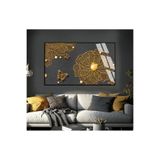 Harika bir ev |Gri-Gold Çiçek Kelebek Desenli Şekil 1|Çerçeveli Temperli Cam Tablo Tekli Yatay,Siyah 50 x 70