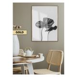 Harika bir ev |Gri Tonlar Gelincik Çiçek Modeli |Çerçeveli Temperli Cam Tablo Tekli Dikey,Gold 60 x 90