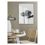 Harika bir ev |Gri Tonlar Gelincik Çiçek Modeli |Çerçeveli Temperli Cam Tablo Tekli Dikey,Gümüş 30 x 40