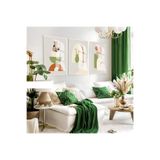 Harika bir ev |Gri-Turuncu-Yeşil Minimalist Kedili Set|Çerçeveli Cam Tablo 3Lü Dikey,Beyaz 30 x 40