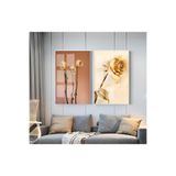 Harika bir ev |Gül Kurusu-Krem Gül Kombini 01 |Çerçeveli Cam Tablo 2Li Dikey,Beyaz 40 x 60