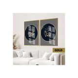 Harika bir ev |İslami Set Altın Detaylı Allah-Muhammed(Sav) Kombini |Çerçeveli Cam Tablo 2Li Dikey,Gold 40 x 60
