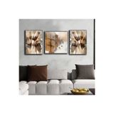 Harika bir ev |Kahverengi-Krem Mantar Desenli Abstract Modeli |Çerçeveli Saatli Cam Tablo,Gümüş 40 x 150
