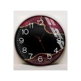 Harika bir ev |Kırılmaz Cam (Saat) Siyah Bordo Gold Soyut Tablo 01 |Yvrlkcm,Çok Renkli 40 x 40