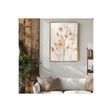 Harika bir ev |Krem Çiçek Model (Sedef) |Çerçeveli Temperli Cam Tablo Tekli Dikey,Gold 60 x 90