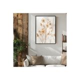 Harika bir ev |Krem Çiçek Model (Sedef) |Çerçeveli Temperli Cam Tablo Tekli Dikey,Siyah 50 x 70
