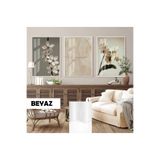 Harika bir ev |Orkide Yazı Detaylı Kombini (Orchıd)|Çerçeveli Cam Tablo 3Lü Dikey,Beyaz 30 x 40