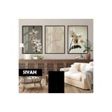 Harika bir ev |Orkide Yazı Detaylı Kombini (Orchıd)|Çerçeveli Cam Tablo 3Lü Dikey,Siyah 20 x 30