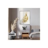 Harika bir ev |Parlak Altın Eğrelti Otu |Çerçeveli Temperli Cam Tablo Tekli Dikey,Gümüş 50 x 70