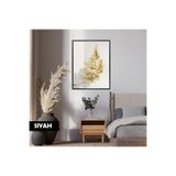 Harika bir ev |Parlak Altın Eğrelti Otu |Çerçeveli Temperli Cam Tablo Tekli Dikey,Siyah 30 x 40