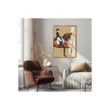 Harika bir ev |Sevilen Krem-Kahverengi Jokey Kadın 01|Çerçeveli Temperli Cam Tablo Tekli Dikey,Gold 30 x 40
