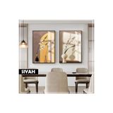 Harika bir ev |Sevilen Vazoda Bitkili Bohem Kombini |Çerçeveli Cam Tablo 2Li Dikey,Siyah 30 x 40