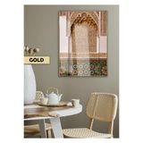 Harika bir ev |Sıcak Renkler Desenli Dini Duvar Modeli |Çerçeveli Temperli Cam Tablo Tekli Dikey,Gold 30 x 40