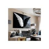 Harika bir ev |Siyah Beyaz Kuş Kanadı Modeli |Tekli Çerçevesiz Yatay Kanvas Tablo, 60 x 90