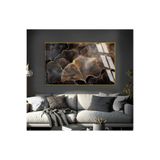 Harika bir ev |Siyah-Gold Yaprak Şekil 1|Çerçeveli Temperli Cam Tablo Tekli Yatay,Gold 40 x 60