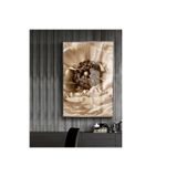 Harika bir ev |Siyah Soft Şakayık Çiçeği Özü Detay |Çerçeveli Temperli Cam Tablo Tekli Dikey,Gümüş 40 x 60