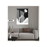 Harika bir ev |Siyah&Beyaz Bohem Vazoda Gül Modeli 02 |Çerçeveli Temperli Cam Tablo Tekli Dikey,Beyaz 30 x 40