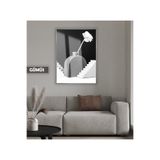 Harika bir ev |Siyah&Beyaz Bohem Vazoda Gül Modeli 02 |Çerçeveli Temperli Cam Tablo Tekli Dikey,Gümüş 40 x 60