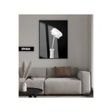 Harika bir ev |Siyah&Beyaz Bohem Vazoda Gül Modeli |Çerçeveli Temperli Cam Tablo Tekli Dikey,Siyah 60 x 90