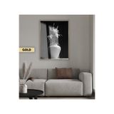 Harika bir ev |Siyah&Beyaz Vazoda Çiçek Modeli 03 |Çerçeveli Temperli Cam Tablo Tekli Dikey,Gold 50 x 70
