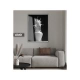 Harika bir ev |Siyah&Beyaz Vazoda Çiçek Modeli 03 |Çerçeveli Temperli Cam Tablo Tekli Dikey,Gümüş 40 x 60