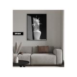 Harika bir ev |Siyah&Beyaz Vazoda Çiçek Modeli 03 |Çerçeveli Temperli Cam Tablo Tekli Dikey,Siyah 50 x 70