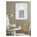 Harika bir ev |Soft Beyaz Desenli Cam Dini Modeli |Çerçeveli Temperli Cam Tablo Tekli Dikey,Gold 60 x 90