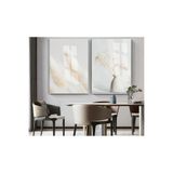 Harika bir ev |Soft| Beyaz-Krem Bohem Vazo Bitki Kombini |Çerçeveli Cam Tablo 2Li Dikey,Beyaz 40 x 60