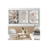 Harika bir ev |Soft| Bohem Vazo Bitki Kombini |Çerçeveli Cam Tablo 3Lü Dikey,Siyah 40 x 60