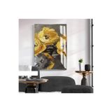 Harika bir ev |Soft Gri-Sarı Gül Desenli Model 1|Çerçeveli Temperli Cam Tablo Tekli Dikey,Gümüş 60 x 90